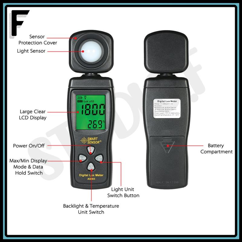 Digital Lux Meter AS803 Meteran Cahaya Tester Smart Sensor Uji Cahaya 2