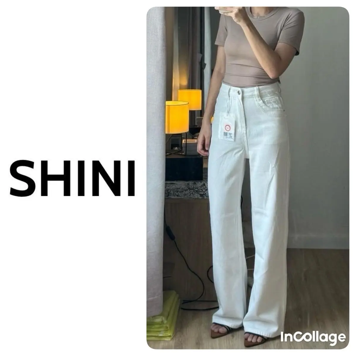 Quần jean mềm ống suông MÀU TRẮNG , Quần jean nữ mềm rủ nhẹ co dãn ít mềm mại ít nhăn SHINI