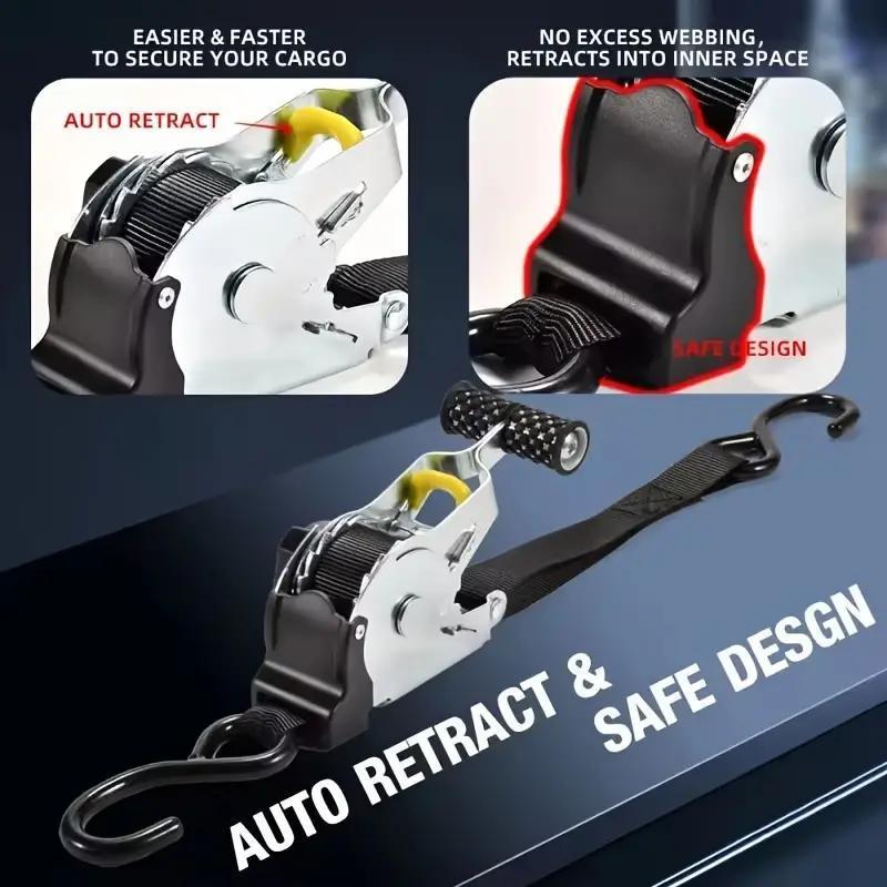 Motorcycle Tie Down Strap Kit, Motorcycle Tie Down Strap with Ratchet Tie Down Straps, Reliable Durable Tie Down Strap for Fixing Electric Appliances and Motorcycles 5
