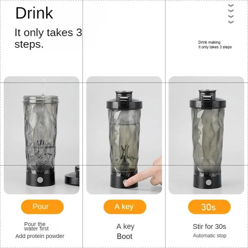 Electric Shaker Bottle, 1 Count Portable Protein Shaker Bottle, USB Rechargeable Blender Water Bottle for Home Office Gym Gift 2