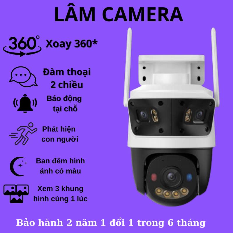 Camera Wifi imou Ngoài trời 3 mắt S7UP xem 3 màn hình cùng 1 lúc chụp ảnh báo động về máy xoay 360 độ đàm thoại 2 chiều ban đêm có màu chống nước