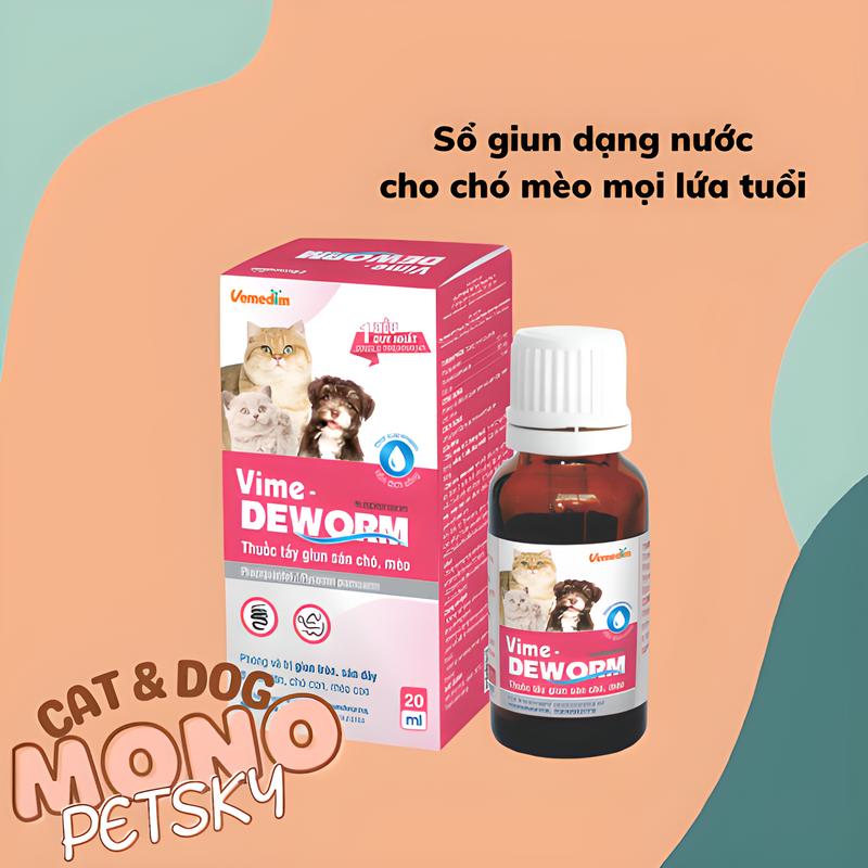 Xổ giun dạng nước cho chó mèo mọi lứa tuổi Vime-DEWORM 20ml sổ giun vitamin mèo