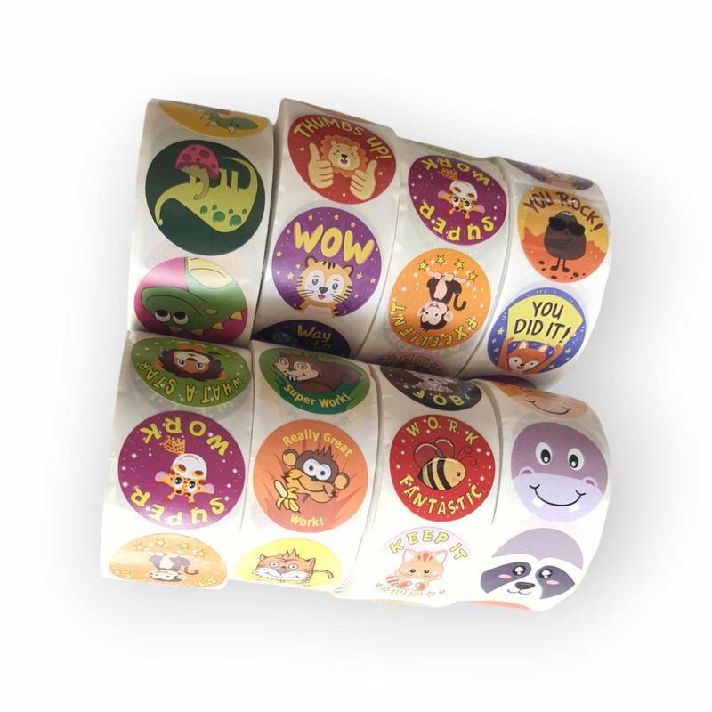 Sticker nhãn dán tròn khen thưởng TRAZ Học sinh tiểu học nhãn dán đầy cảm hứng nhãn dán động vật dễ thương 2