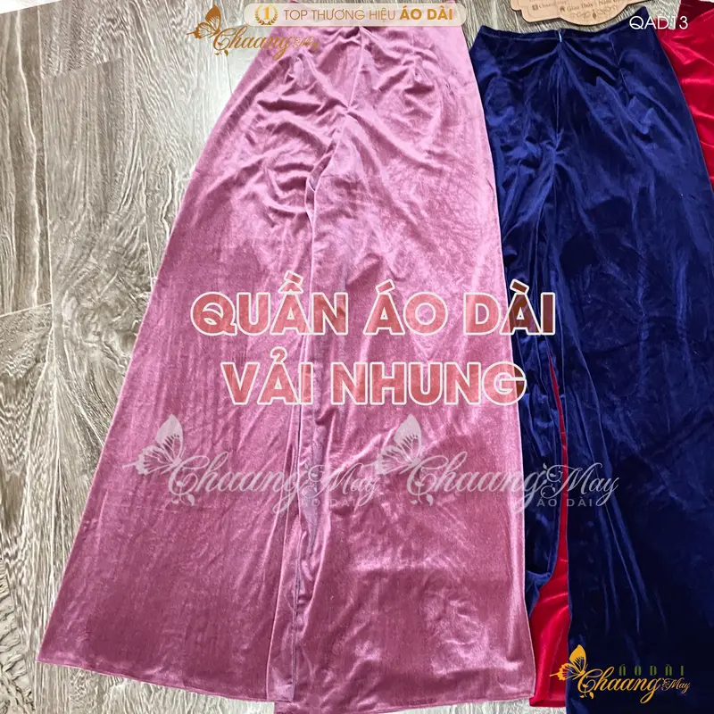 Quần mặc áo dài Nhung cách tân nữ truyền thống CHAANG may sẵn QAD13 quần màu đỏ đen vàng dự tiệc cưới lễ tết đẹp Women 5