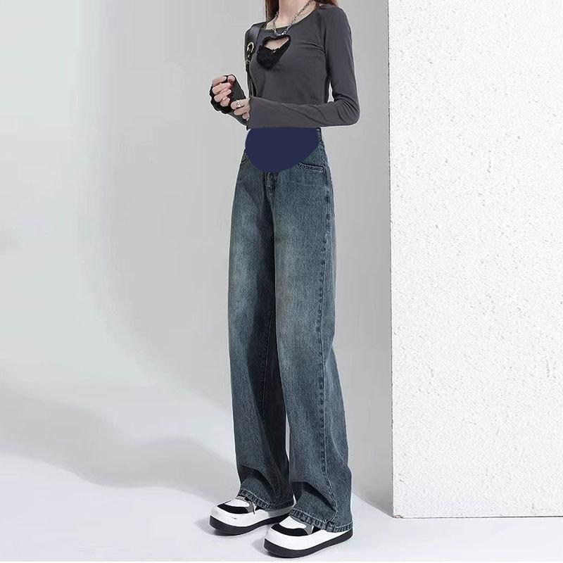 Quần Jean Bầu Larosa Thời Trang 2025 Ống Suông Trẻ Trung Gen Z Đáp Bụng Mềm Co Giãn Thời Trang LA193Q Váy Bầu Đầm Bầu yếm  bò cho bà
