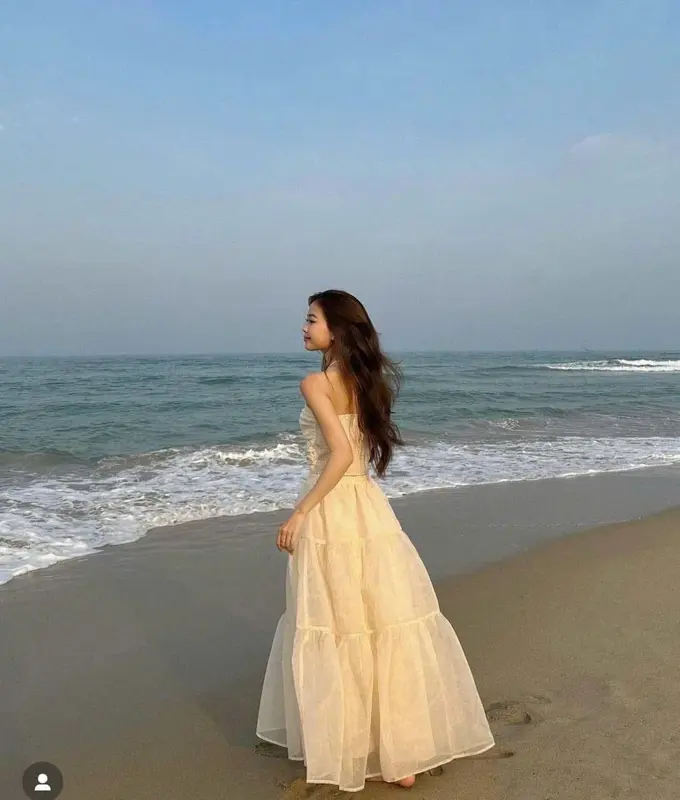 Váy Maxi Váy Đi Biển Set Váy Nữ Đi Biển Áo Cúp Ngực Đính Hoa Kèm Chân Váy Dáng Dài Chát Voan Tơ QC Mềm Mát 4