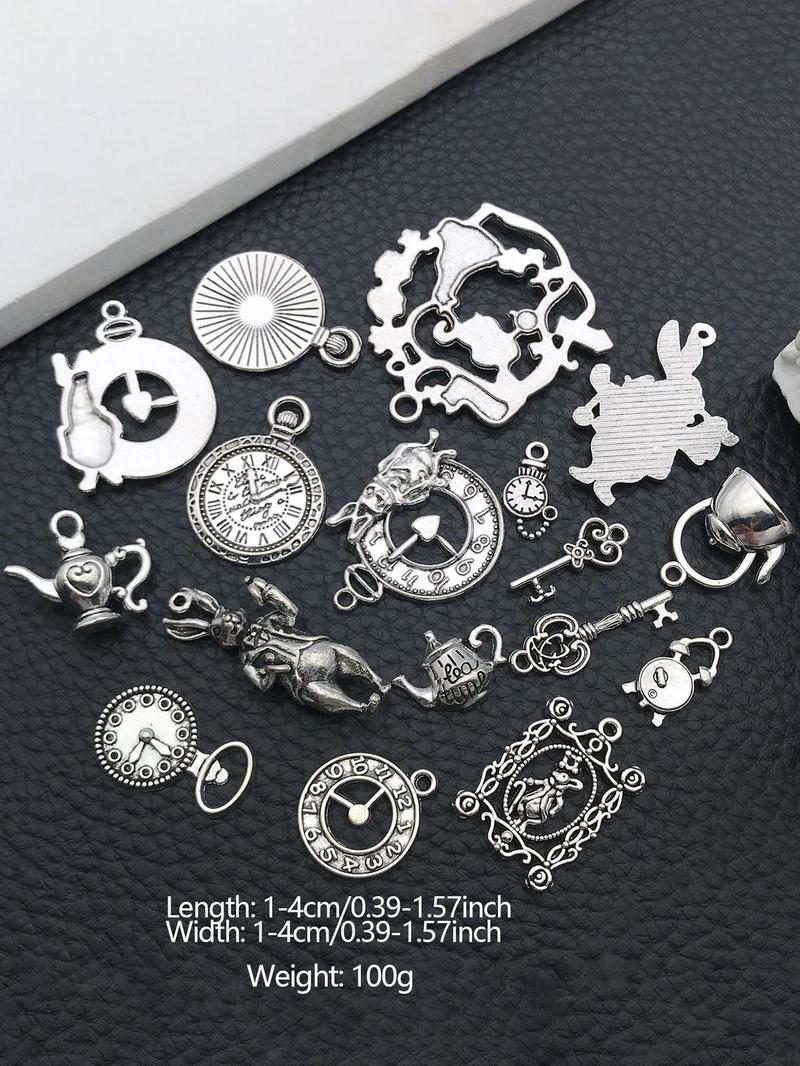 Product Introduction of Random Mixed Vintage Key Clock Design Charms, Steampunk Style Pendants for DIY Jewelry Making Crafts Supplies 1