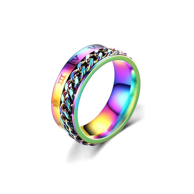 Nhẫn Xoay Bằng Thép Titan Không Gỉ Cho Nam Và Nữ, Nhẫn Thần Tài Lo Lắng, Con Quay Liên Kết Chuỗi Xoay, Nhẫn Ngón Tay, Quà Tặng Punk Rock # 439985 2