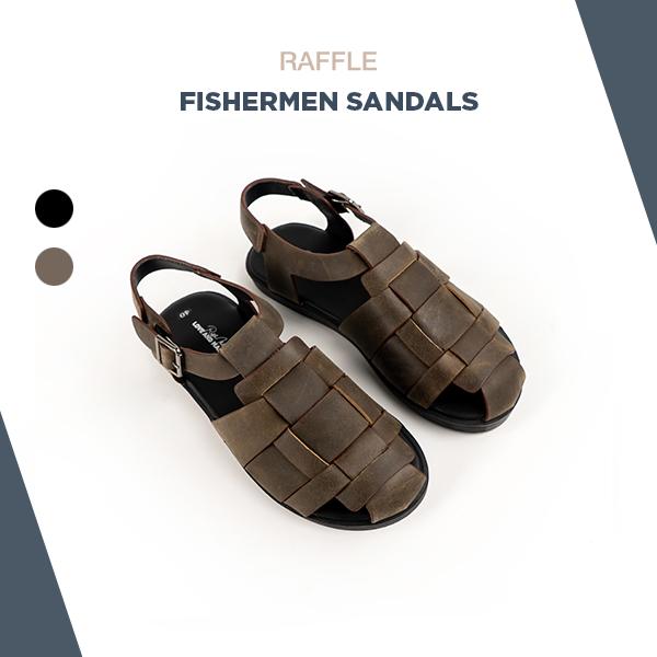 Dép Da Bò Nam Raffle Fisherman Sandal  - Grey Kiểu Dáng Thanh Lịch, Đế Đúc Cao Su Chống Trượt 0