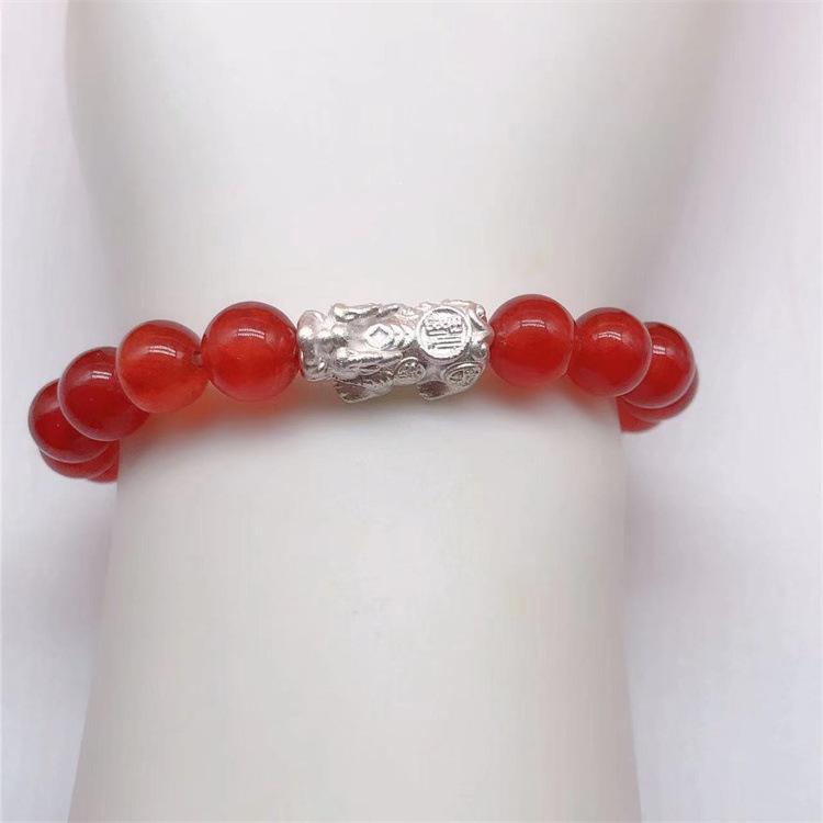Product Introduction of Pure Silver Pi Xiu Bracelet Red Black Agate Bracelet Merchant Enterprise Company Gold Store Live Broadcast Activity Drainage Gift Wholesale 5