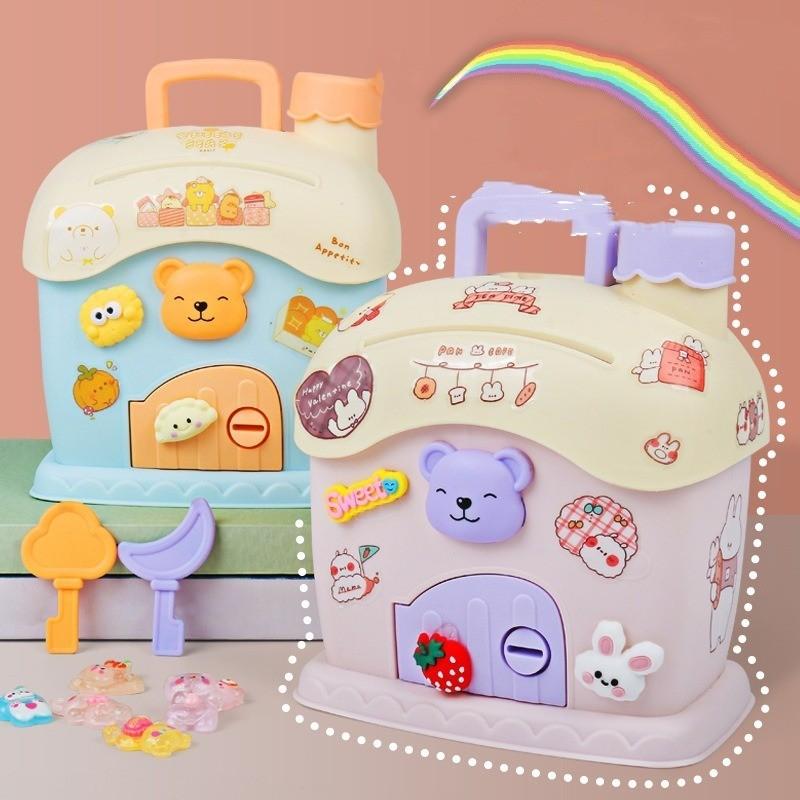DIY Financial Toys Cute Small House Piggy Bank Children's Creative Money Saving Jar Cute Room Decoration Cash Coin Box Birthday Gift 1