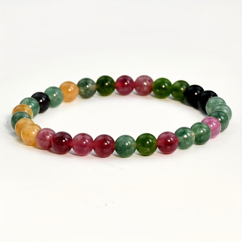 Y2g Style Rainbow Color Tourmaline Natural Stone Beaded Bracelet Women's Handmade DIY Bracelet Energy Stone 0