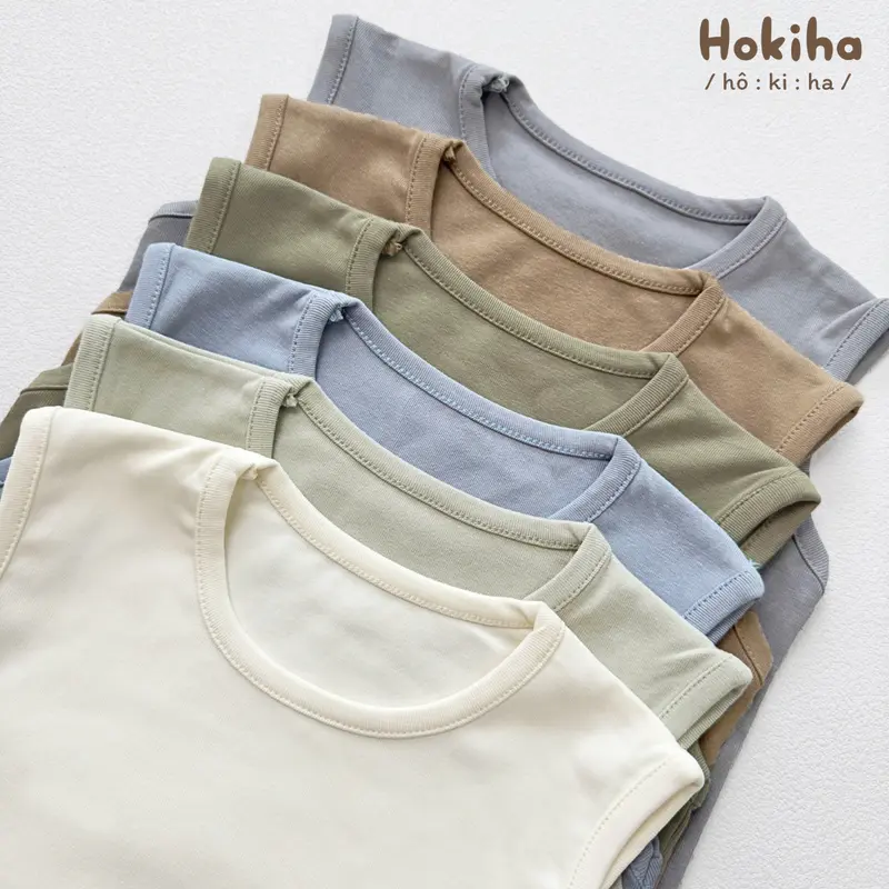 [Hokiha] B01-Bộ quần áo ba lỗ mùa hè cho bé trai bé gái chất vải cotton bozip mềm mịn, co giãn size từ 8-17kg 4
