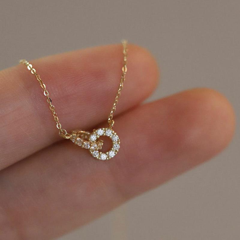 Double Ring Necklace In Sterling Silver