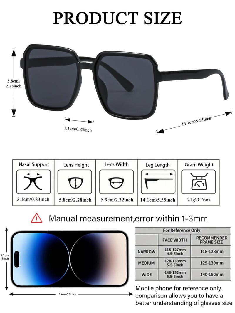 Product Introduction of Unisex Mixed Style Chain Temple Decor Large Frame Sunglasses Set, Trendy Casual Tinted Lens Sunglasses for Travel Use, Fashion Accessories for Outdoor Activities 2