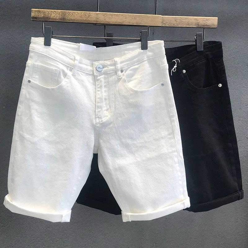 QUẦN SHORT JEAN NAM TRẮNG TRƠN QUẦN SHORT NAM KHÔNG CO DÃN MÃ QS7V221 PTZ Menswear Có Túi