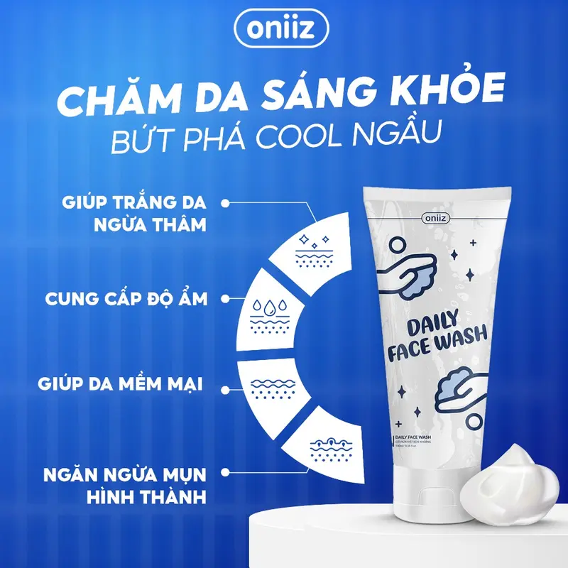 Sữa rửa mặt Daily Wash than gỗ sồi, bùn khoáng Oniiz làm sạch bụi bẩn, dầu thừa, ngừa mụn cho da 100ml Skincare Tẩy Trang Massage Son Môi Sun Cream 3