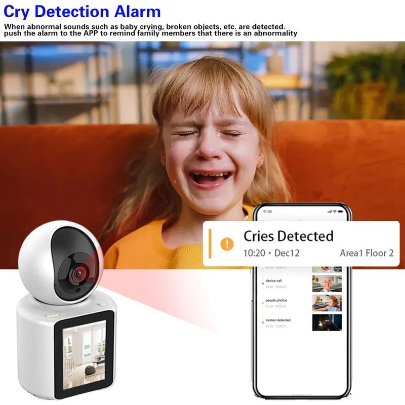 Product Introduction of 2MP HD Wireless WiFi Two-Way Camera, 2.8 Inch IPS Screen, 360 ° 1080P Home Security Camera, 5V USB Power Supply, with Audio, Two-Way Call, Automatic Humanoid Tracking, Night Vision Camera 17