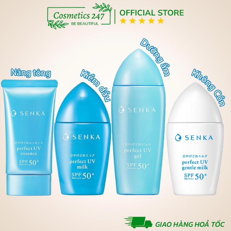 Kem Chống Nắng Senka Perfect UV Dạng Sữa 40ML & Gel 80ML & Essence hỗ trợ Da