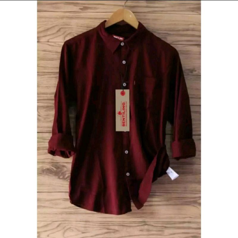 TERUWUKKK KEMEJA POLOS PANJANG PRIA KASUAL Slim-fitting M L Xl Navy Pink Maroon Santai Grey 1