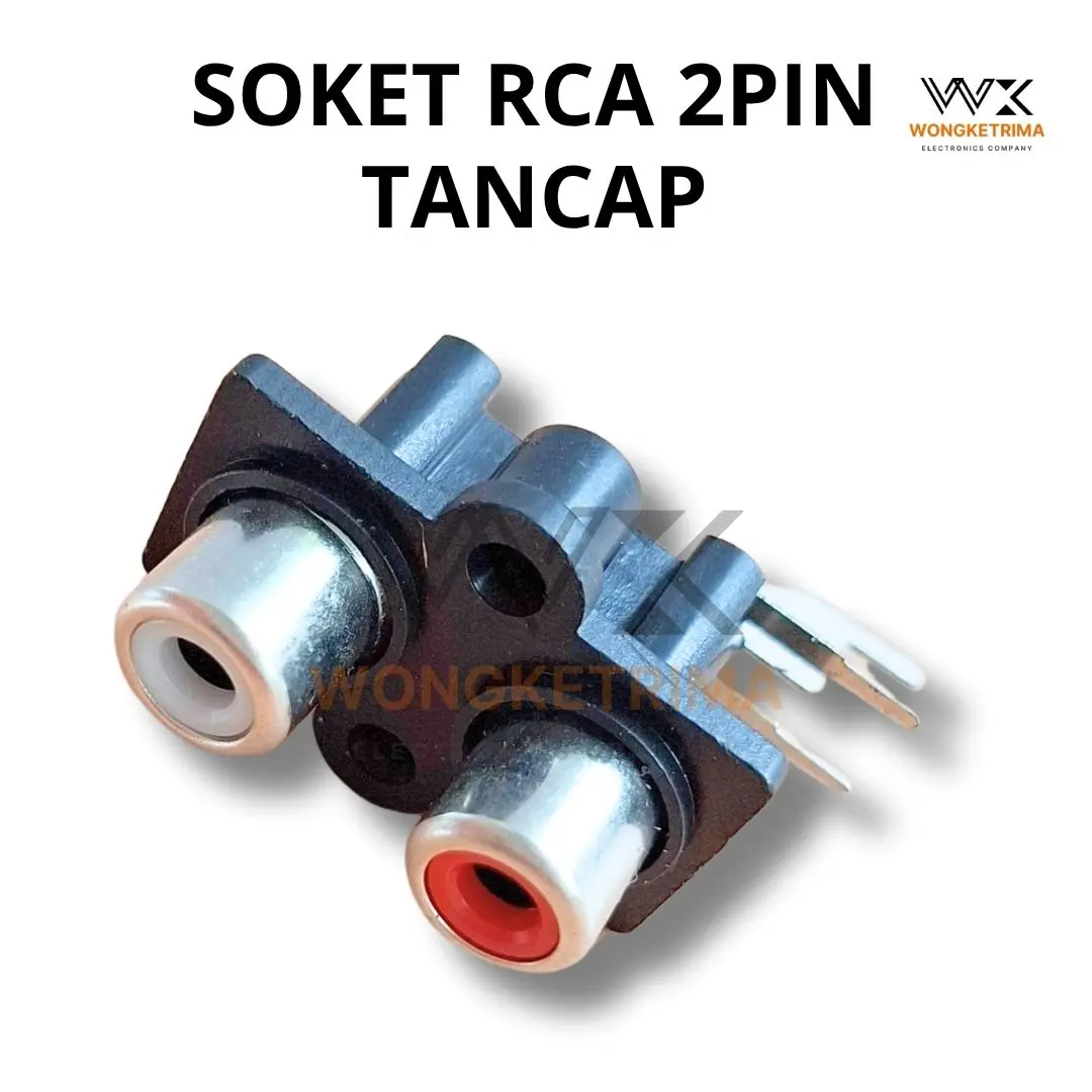 Socket RCA 2 Pin Female Hitam Tancap PCB