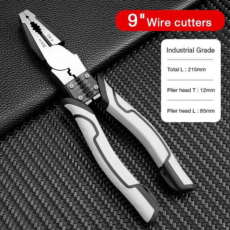 Kìm tuốt cắt uốn dây cáp đa chức năng tay cầm bằng cao su cho thợ điện Kìm tuốt dây 9 inch