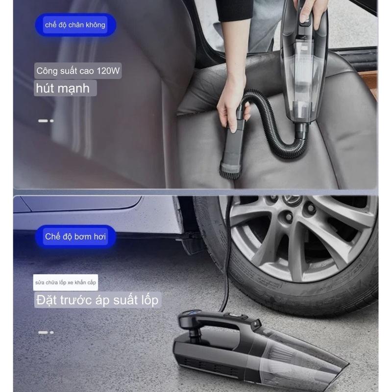 Máy Hút Bụi Mini Cho Xe Ô Tô Kèm Chức Năng Bơm Lốp Bánh Xe, Cầm Tay Nhỏ Gọn 3