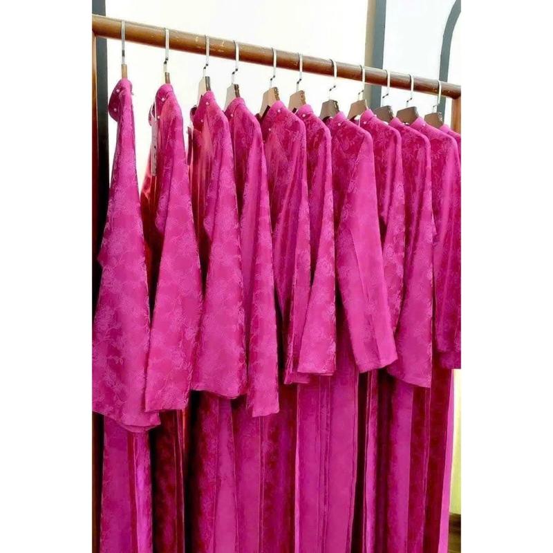 Áo Gấm Tơ Truyền Thống Tay Loe Nhẹ Màu Hồng Sen Đủ Size Từ S Đến 2XL 3