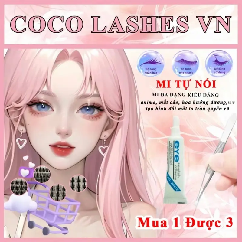 T09 - Mi Tự nối. MI rời makeup mi cụm siêu mảnh tự nhiên tặng kèm keo nhíp Trang Điểm Mỹ Phẩm Cosmetic Nữ 7