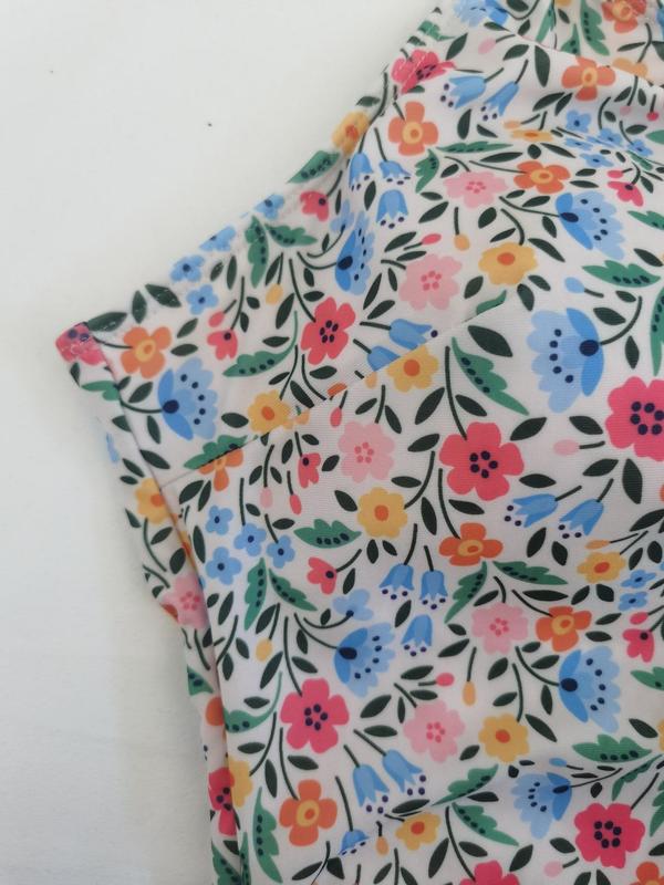 【Plus Size】 Ditsy Floral Print Tie Shoulder Bikini Swimsuit, Casual Sleeveless One-piece Swimwear for Beach Holiday Vacation, Women's Swimsuit for All Seasons, Swim Bodysuit 6