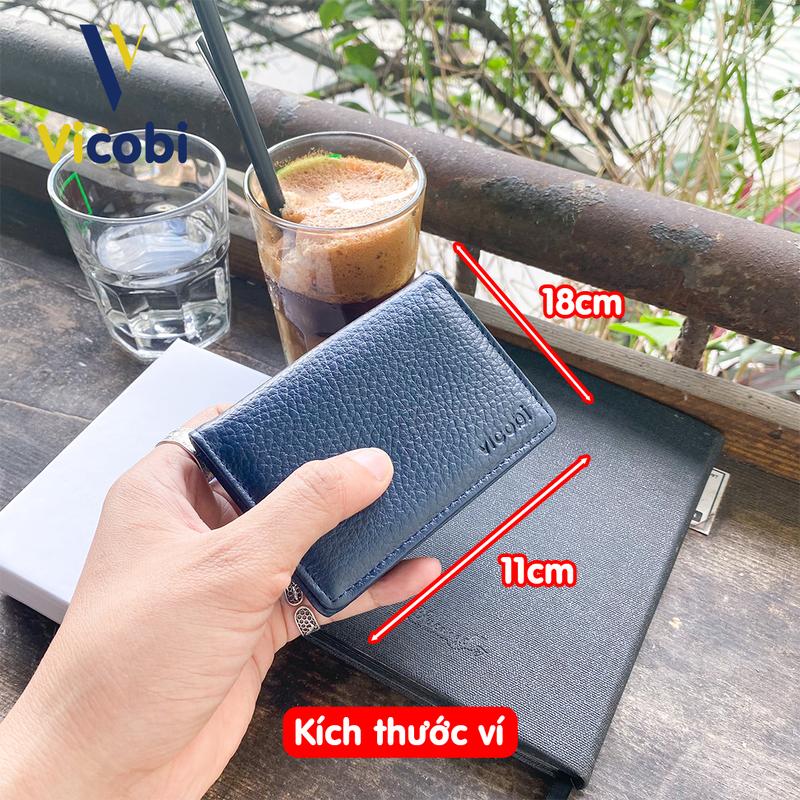 Ví mini đựng thẻ Da Bò Vicobi M3, nhỏ gọn bỏ túi cho nam nữ đựng thẻ ATM, tiền, GPLX cà vẹt bằng lái xe mới 2