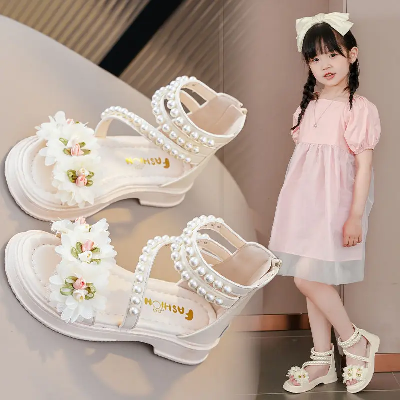 Xăng Đan Mùa Hè Cho Bé Gái, Thời Trang Mới, Hở Ngón Giữa Và Lớn Cho Trẻ Em, Giày Công Chúa Đế Mềm, Công Chúa Nhỏ, Học Sinh, Giày La Mã