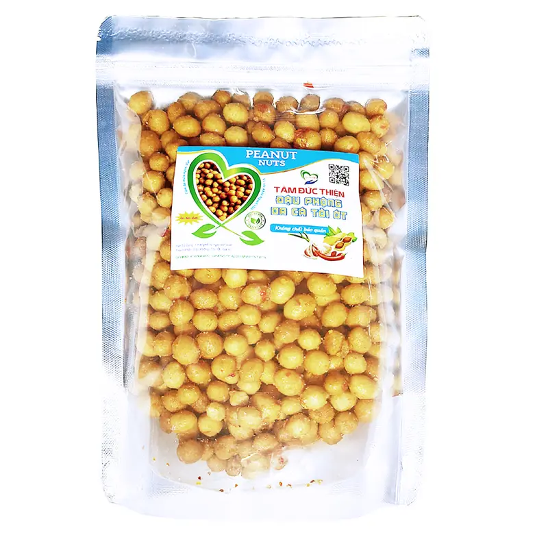 Combo 1KG 2 Vị Tự Chọn: Đậu Phộng Da Cá Tỏi Ớt và Da Cá Cốt Dừa Tâm Đức Thiện 2 Túi ZIP Trắng 500GR đồ ăn vặt Snack Nuts Cay Food đậu  phộng 3