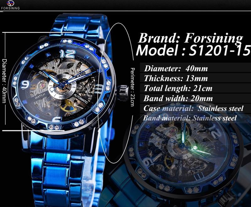 Product Introduction of Men's mechanical watches New Fashion Classic Hollow Rhinestone Manual Manipulator Men's Watch 9