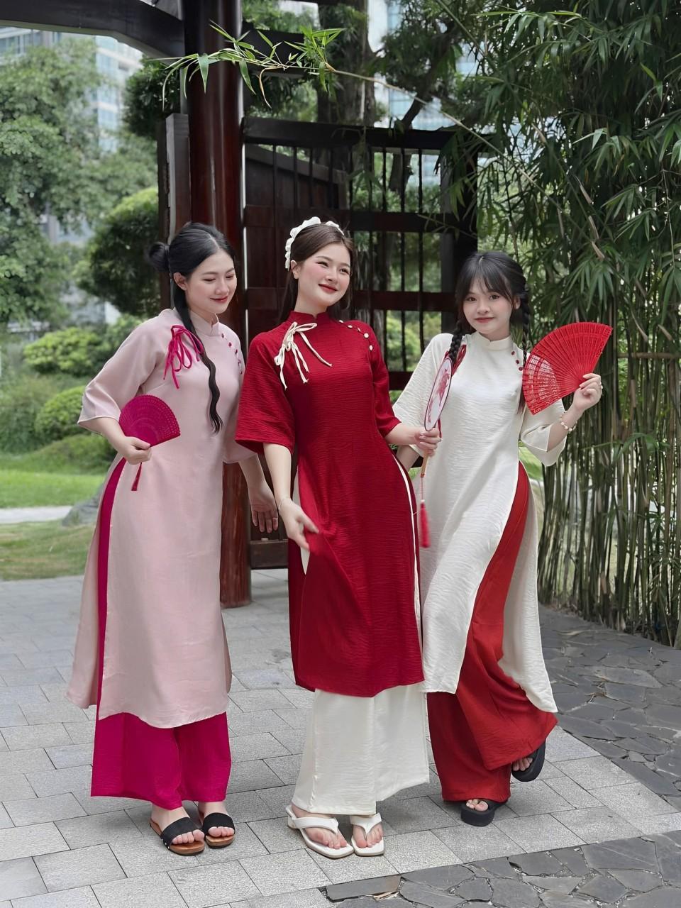 Áo Dài Cách Tân Vải Lụa Đũi Cao Cấp 40-95Kg Có Bigsize - A.1456