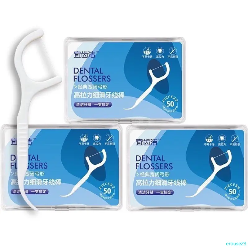 erouse23 Hộp 50 Que Tăm Xỉa Răng Nha Khoa Dùng 1 lần Macromolecule - Tăm Chỉ Nha Khoa Hộp 50 Cây Dental Flossers