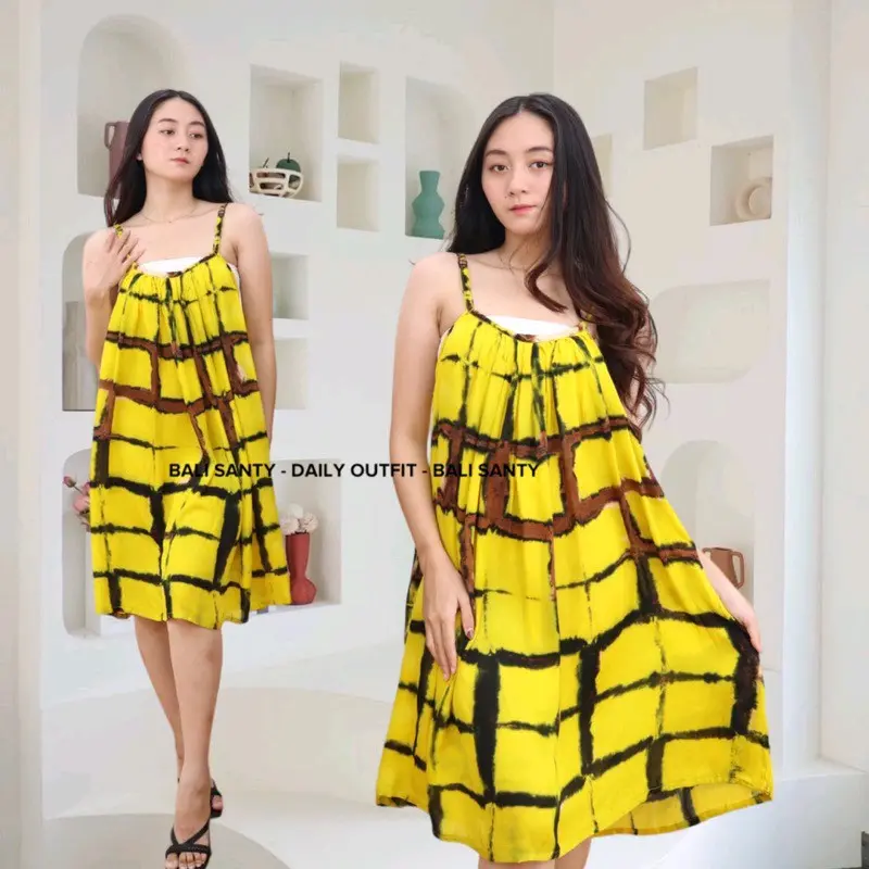Daster Lobek Wanita Motif Kotak Musim panas