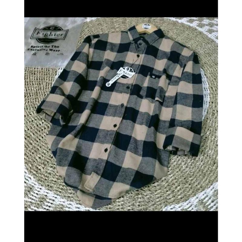 DISKON 50% kemeja flanel pria dan wanita kemeja flanel kotak kotak premium distro lengan panjang RA BUSANA Atasan 7