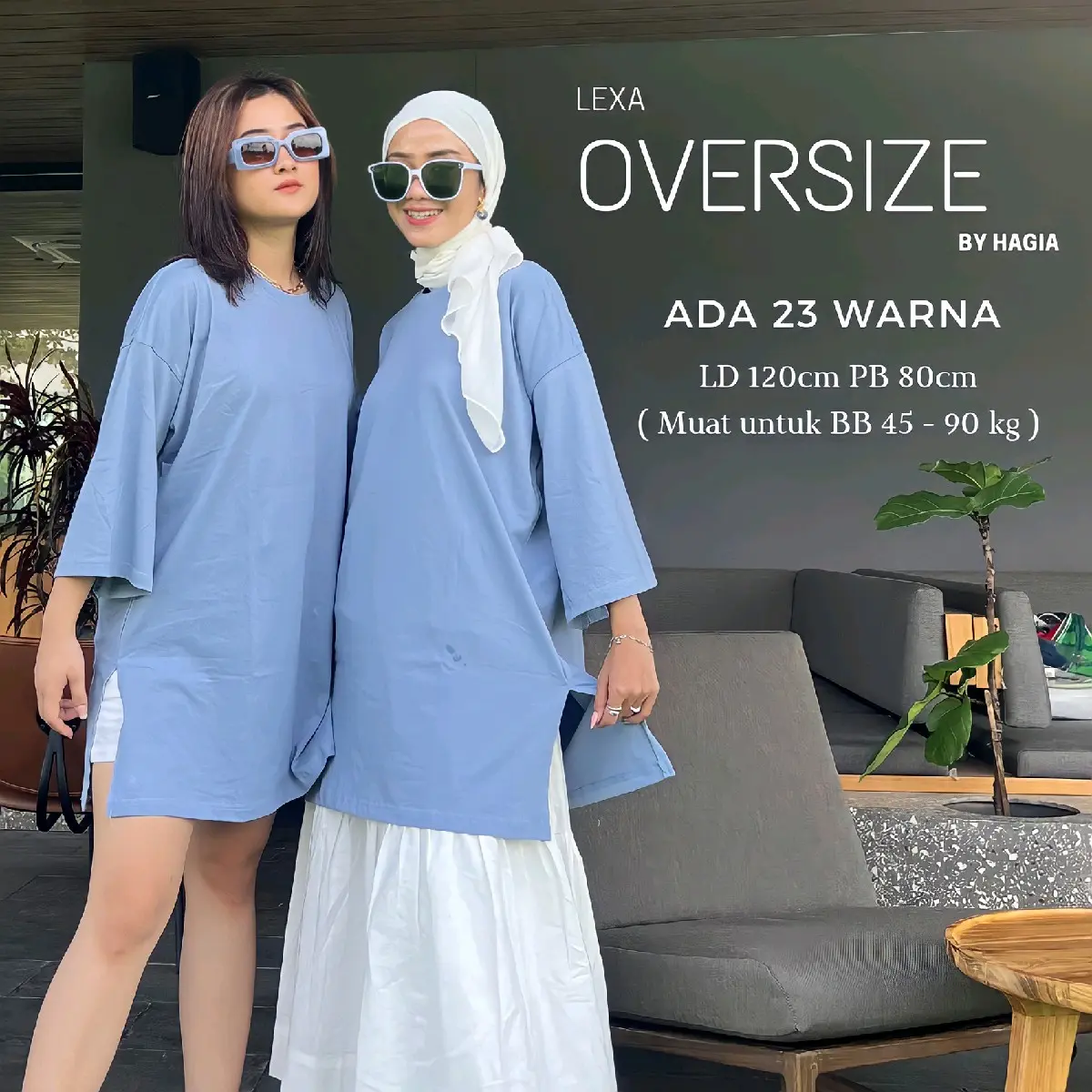 Lexa kaos oversize wanita top hijab basic by hagia kaos polos | baju atasan wanita | baju polos | oversize