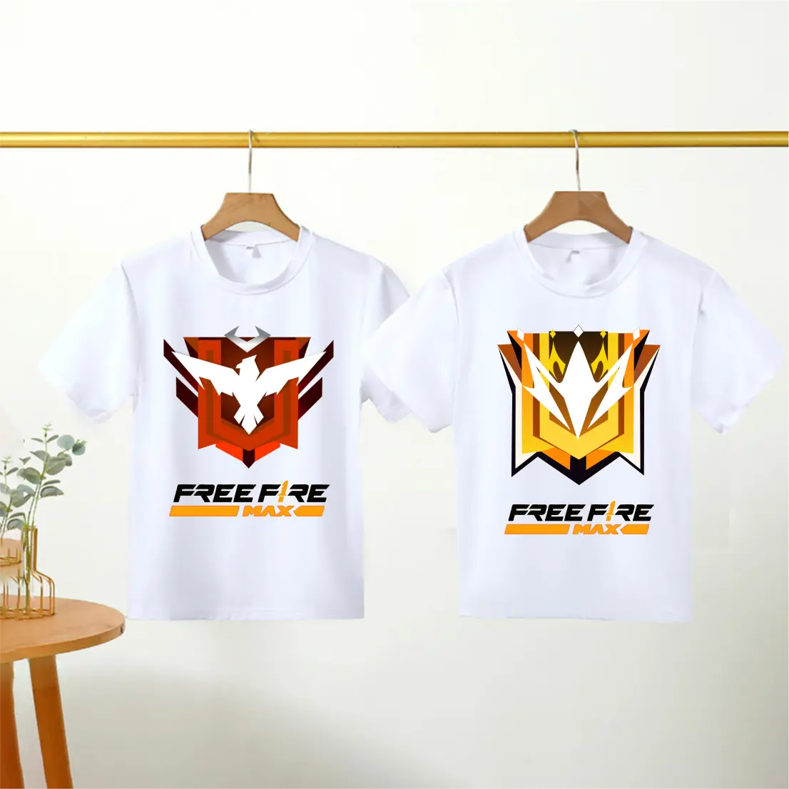 Áo Free Fire Max ngắn tay màu trắng cotton 65-35 nhiều mẫu cho bé trai