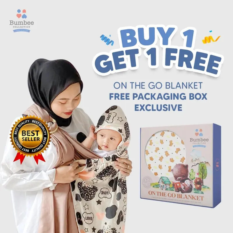 [ BUY 1 GET 1 ] Bumbee Collection  - Selimut Bayi On The Go Blanket FREE Box Packaging Exclusive Ready stock 0