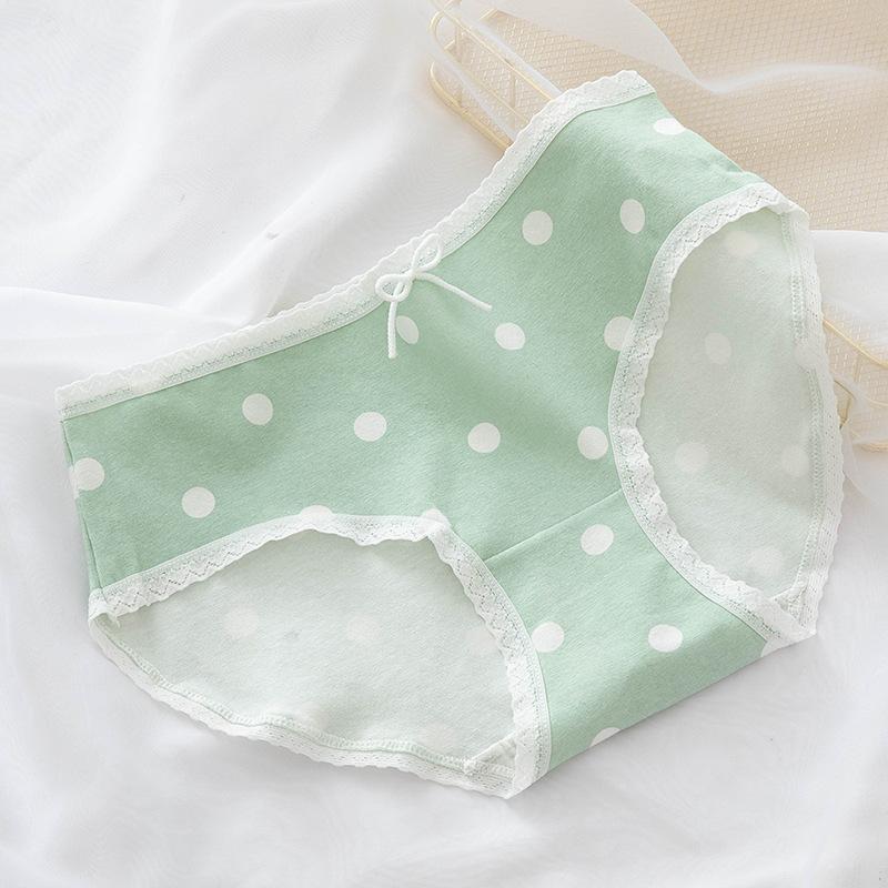Little Fresh Dot Print Milk Shake Green Girl Underpants 1