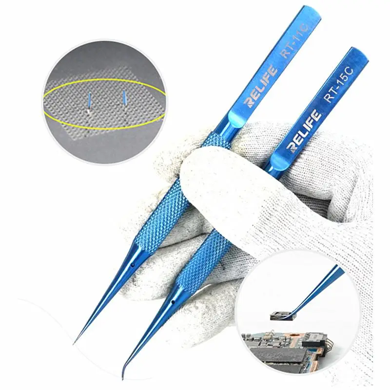 High Precision Titanium Alloy Tweezers, Non-slip Motherboard Flying Wire Repair Clamping Forceps, Industrial Tweezers for Home & Office 3