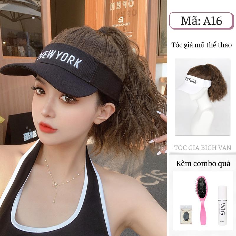 Tóc giả mũ thể thao xù mì cá tính Bích Vân , mũ tóc giả  Women Nữ Wig