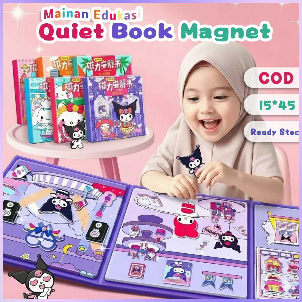 【COD】Quiet Book Magnetik DIY Siap Main Tanpa Gunting Buku Sibuk Montessori Edukasi Anak Usia Dini Buku Stiker Tempel Lepas Reusable Hadiah Anak quiet magnet