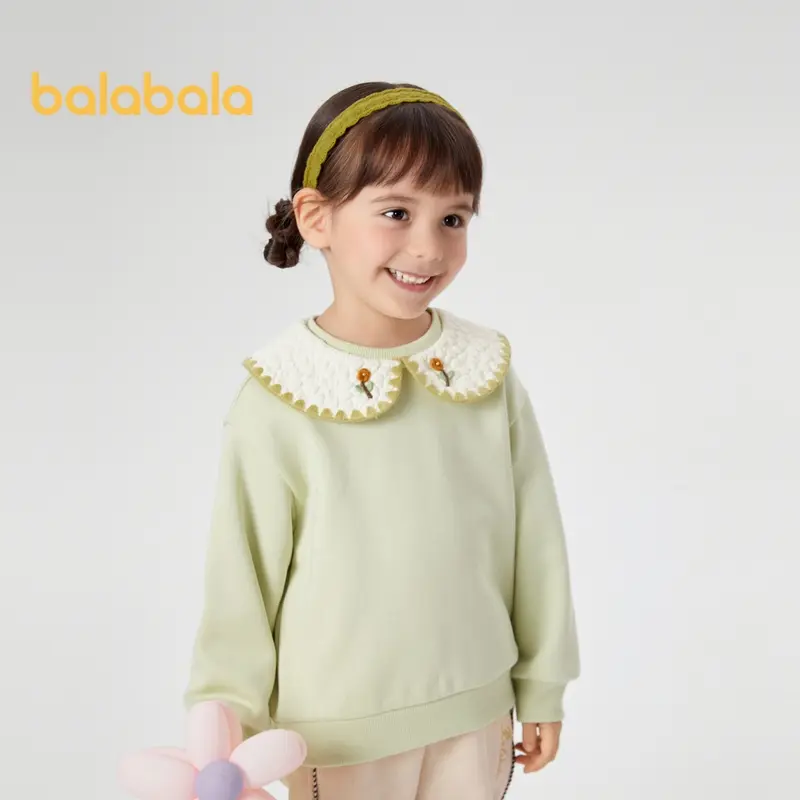 Áo Nỉ Dài Tay Ấm Áp, Cho Bé Gái, Phong Cách Ngọt Ngào Và Thanh Lịch, Thích Hợp Cho Mùa Thu Và Mùa Đông, Balabala, Áo Trẻ Em 3