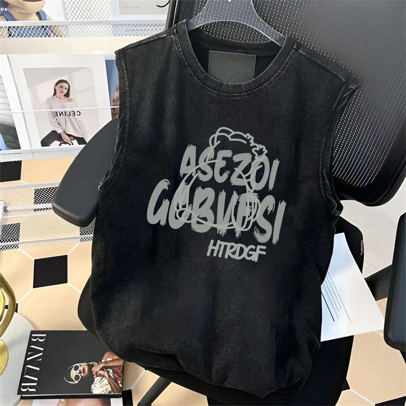 Áo Vest Cổ Điển Mỹ, Màu Trơn Dành Cho Nam Giới, Không Tay, Áo Phông Mùa Hè, Phong Cách Cổ Điển Đã Giặt, Hợp Xu hướng, Độc Đáo Cổ Điển Áo Ba Lỗ, Thời Trang, Dễ Phối Đồ, Cá Tính 2