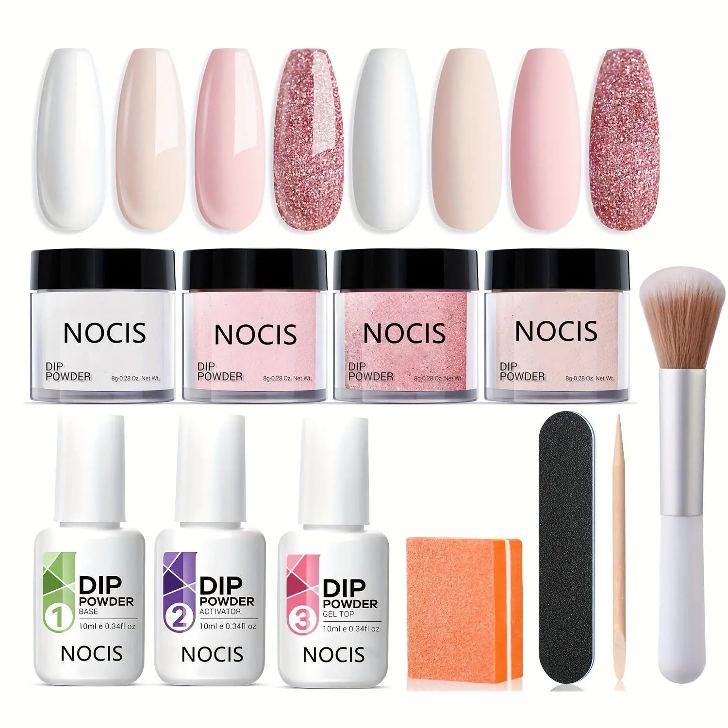 Nail Art Kit, 11pcs/set Pink Series Nail Dip Powder & Functional Gels, Professional Nail Art Kit for Beginners & Professionals, Gel Nail Set Kit, Valentine's Day Gift