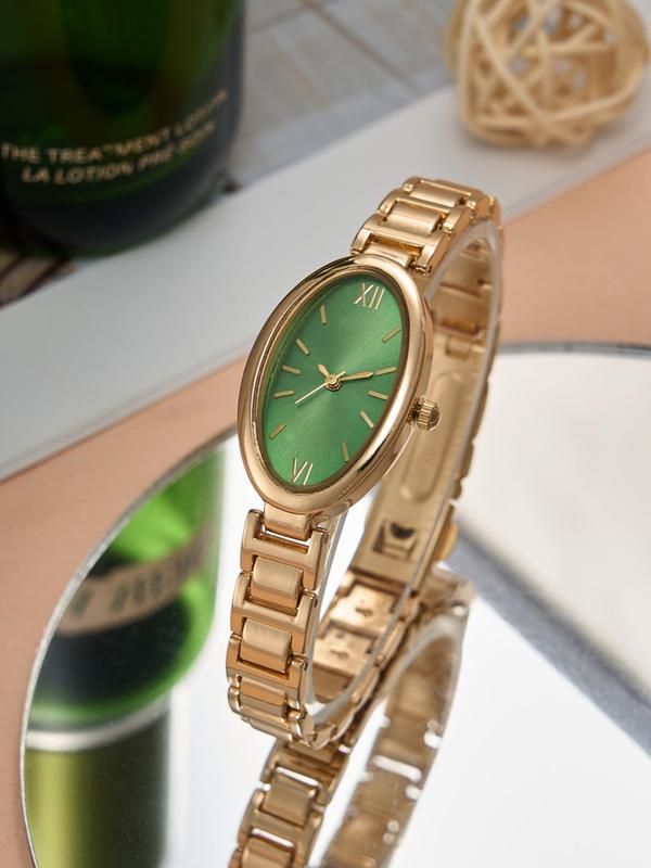 Women's Elegant Oval Dial Quartz Watch, Exquisite Trendy Wristwatch, Modern Fashionable Watch for Women As Gift with Box 2