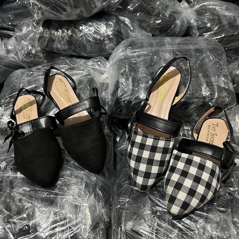 Giày Sandal nơ cạnh mũi nhọn xinh xắn Nữ DéP Shoes Caro